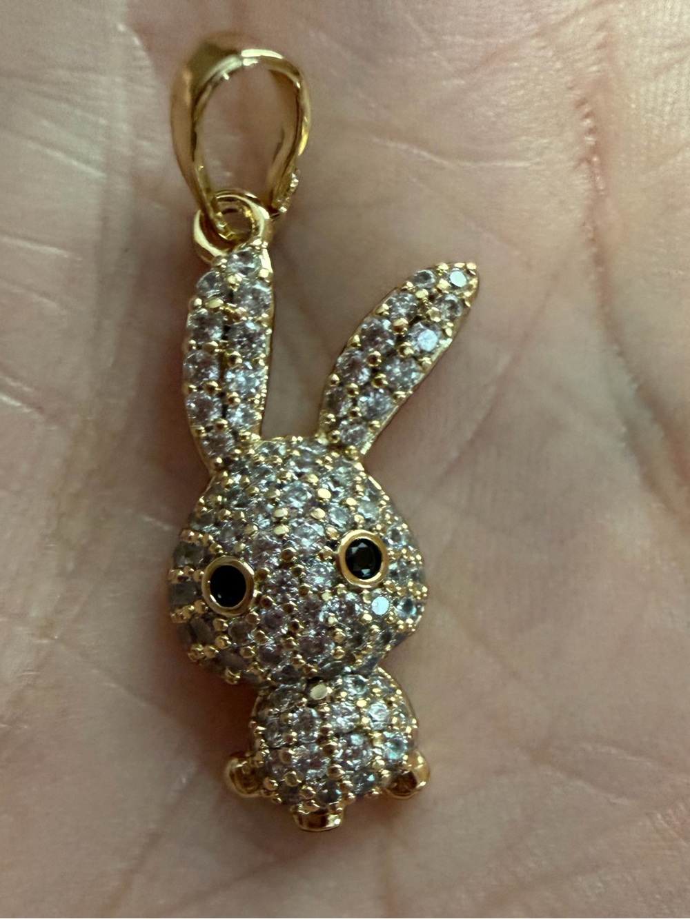 Gold Bunny Crystal Pendant Charm